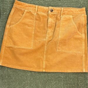Orange Corduroy Mini Skirt